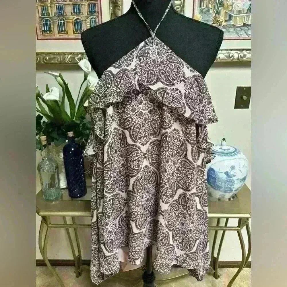BELLE & SKYE RUFFLE COLD SHOULDER SHEER SLEEVE HALTER SUMMER BLOUSE SIZE 1X 💗 - Picture 5 of 8